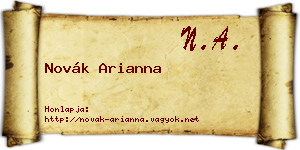Novák Arianna névjegykártya